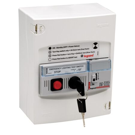 Emergency Lighting Discharge - Test switch (trade) surface mount 180 x 190 x 85mm