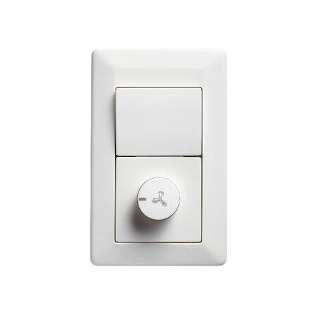 Como - Vertical fan controller 2 gang with 10A switch 3 speed 100VA white