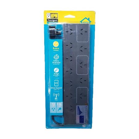 HPM General Purpose 12 Outlet 525J Surge Protected RFI Filter Powerboard Charcoal
