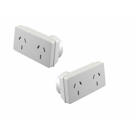 HPM 10A Slimline Double Adaptor White - Twin Pack