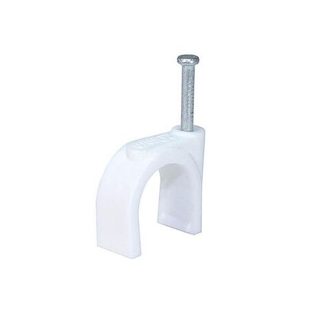 HPM Round Type Cable Clips 10mm White - 100 Pack