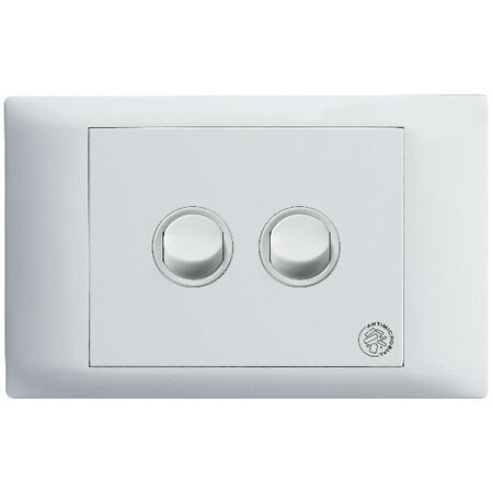 Excel Life - Medical - Common plate - Horizontal rocker switch - Single Pole Double Throw - antimicrobial & chemical resistant 2 gang 16AX 240V a.c. white