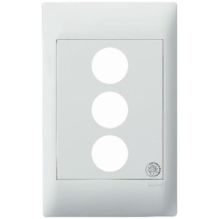 Excel Life - Medical - Common plate - Grid & plate - antimicrobial & chemical resistant 3 gang white