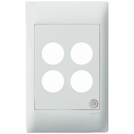 Excel Life - Medical - Common plate - Grid & plate - antimicrobial & chemical resistant 4 gang white