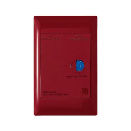Excel Life - Medical - Common plate - RCD plate 10mA - with power available - antimicrobial & chemical resistant RCD switch - red