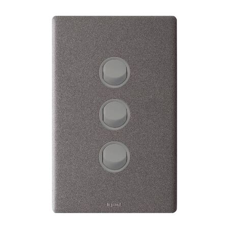 Excel Life 16AX 2 Way Single Pole Double Throw Vertical Rocker Switch 3 Gang Urban Grey
