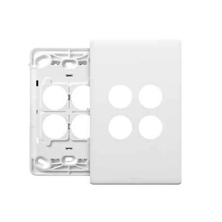 Excel Life EM Series Grid & Plate 4 Gang Matt White
