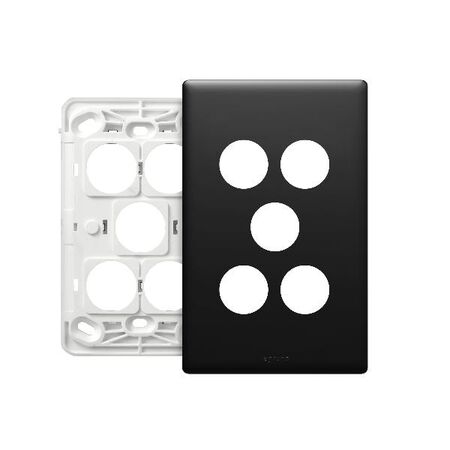 Excel Life EM Series Grid & Plate 5 Gang Matt Black
