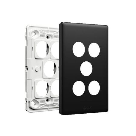 Excel Life EM Series Grid & Plate 5 Gang Matt Black