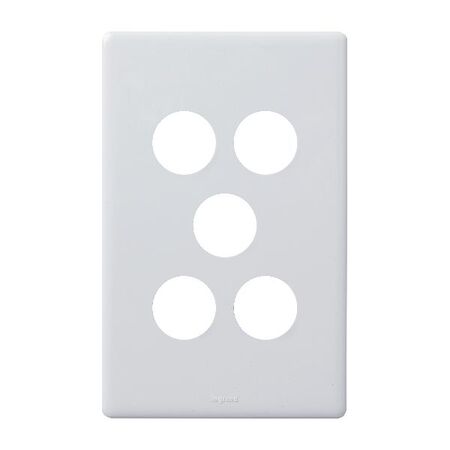 Excel Life EM Series Grid & Plate 5 Gang Gloss White
