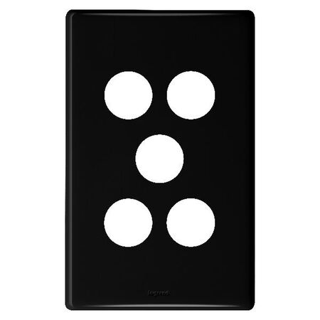 Excel Life EM Series Grid & Plate 5 Gang Black