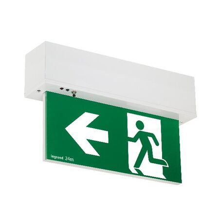 Edgelight LED Exit Sign - double sided running man left/right with lithium battery