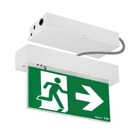 Edgelight LED Suspended Exit Sign - single sided running man right with lithium battery - Galaxy