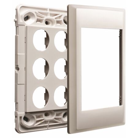 Excel Life - Secure plate - grid & plate 6 gang white