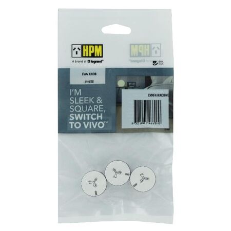 HPM VIVO 3 Speed Fan Knob Mechanism White Pack of 3