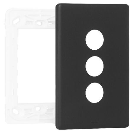 Excel Life Smart Grid & Plate for 3 Gang Switch or Dimmer Matt Black