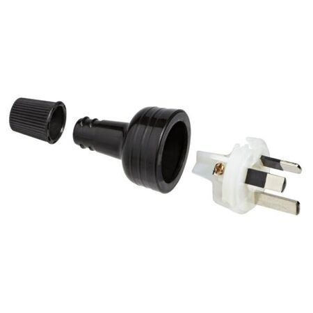 HPM 10A 3 Pin Plug Top with Cord Locking Nut Black