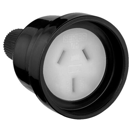 HPM 10A Rear Entry Cord Extension Socket Black