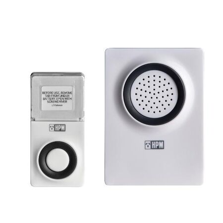 HPM Battery Operated Wireless Door Chime 100m Range White