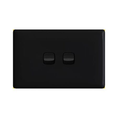 Linea Horizontal rocker switch - Single Pole Double Throw - 2 gang 2 way 10A 240V a.c. black
