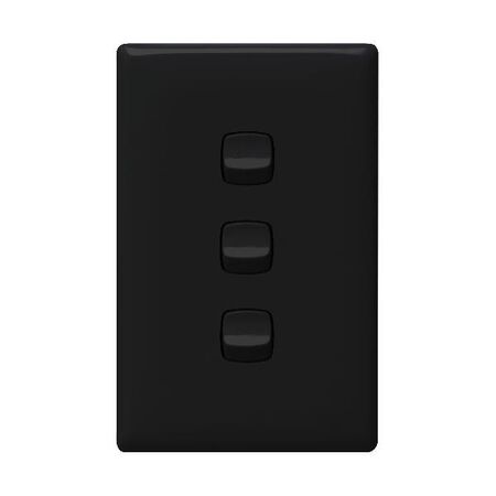 Linea - Vertical rocker switch - Single Pole Double Throw - 3 gang 2 way 240V a.c. black