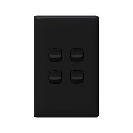 Linea - Vertical rocker switch - Single Pole Double Throw - 4 gang 2 way 240V a.c. black