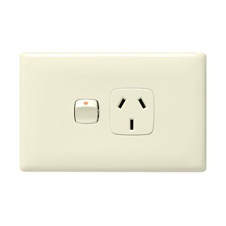 Linea Horizontal single powerpoint 1 gang 10A 240V a.c. cream