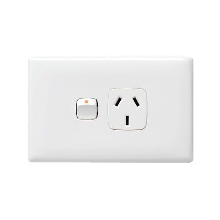 Linea - Horizontal single powerpoint 1 gang 10A 240V a.c. white