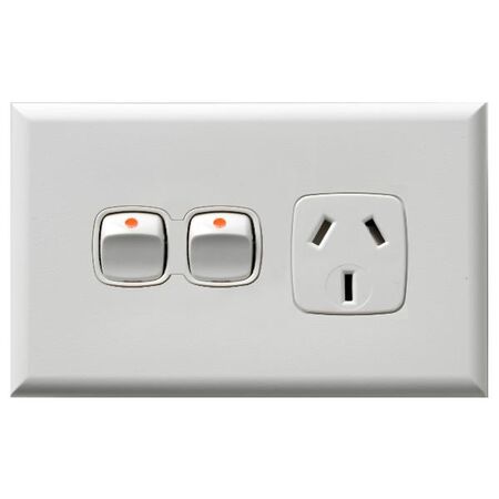 Excel - Single powerpoint 1 gang double pole 10A 240V a.c. with extra switch white
