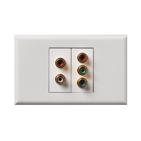 Excel - RGB & RCA white/red 2 gang gloss white