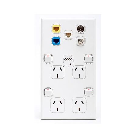 Excel - Vertical Triple size powerpoint coverplate 6 gang white