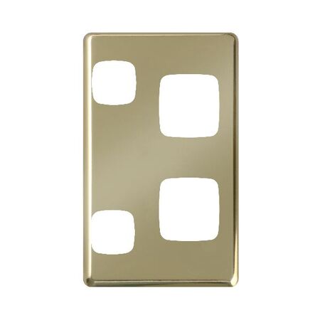 EXCEL - Double vertical powerpoint coverplate only - Polished Brass