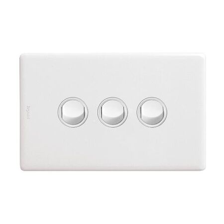 Excel Life 16AX Single Pole Double Throw Horizontal Rocker Switch 3 Gang Gloss White