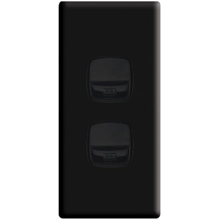 Linea - Architrave rocker switch - Single Pole Double Throw - 2 gang 2 way 10A 240V a.c. black