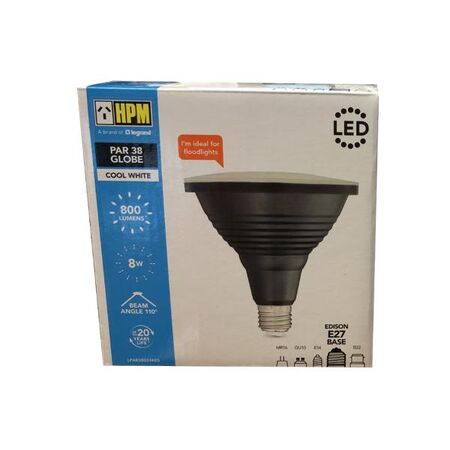HPM PAR38 8W 800lm Cool White Globe Black
