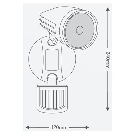 HPM SIKA 11.5W 1070lm LED Cool White Floodlight with PIR Sensor Black