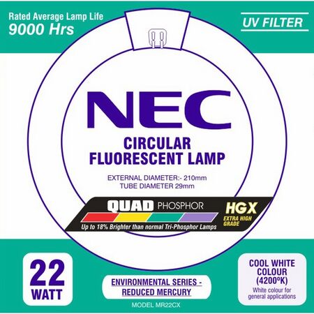 NEC - Circular fluorescent T9 lamp - 22W cool white 4200K 9000h quad phosphor