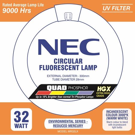 NEC - Circular fluorescent T9 lamp - 32W warm white 3000K 9000h quad phosphor