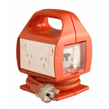 HPM Electrosafe 4 Outlet 15A Portable Powercentre with RCBO Protection Orange