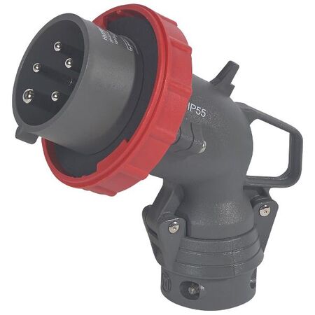 HYPRA - IEC industrial straight plug - IP 66/67 - 3P+N+E 415V a.c. 63A grey