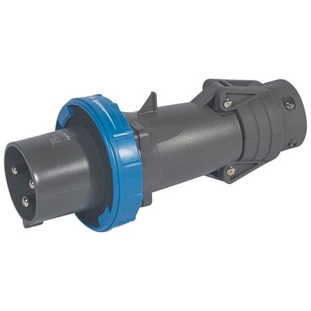 HYPRA - IEC industrial straight plug IP66/67 2P+E 240V a.c. 63A grey