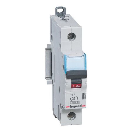 TX³ - MCB 6000 - Thermal magnetic circuit breaker - C curve - prong/fork type supply busbar - 1P - 230/400V a.c. - 40A - 1 module