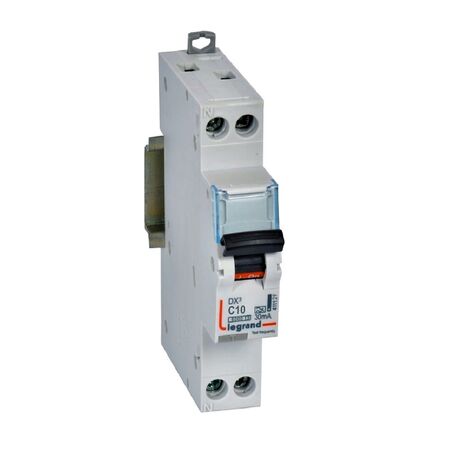 DX3 RCBO 1P+N 10A 30mA 6kA (MCB/RCD combo) - A Type - C Curve
