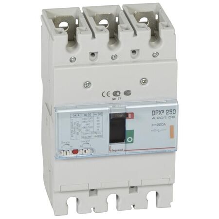 DPX³ 250 Thermal Magnetic MCCB - Icu 25 kA - 400 V~ - 3P - 200 A