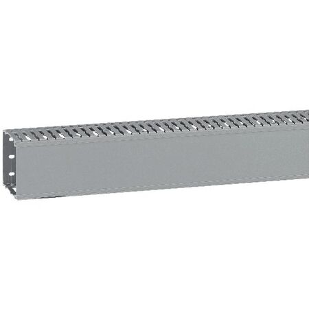 Transcab - Cable grey duct with cover - 2 metre length 80x80mm 2m 12.5mm finger DIN pitch with cover grey