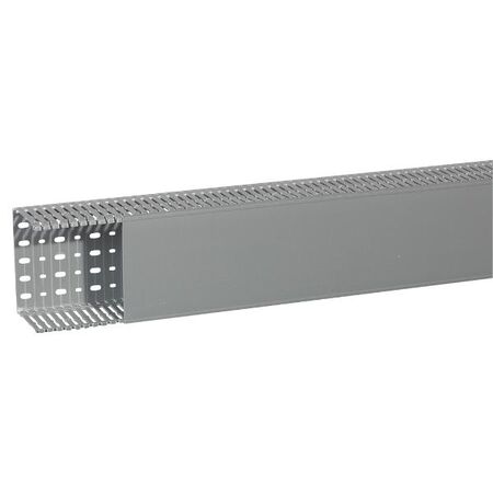 Transcab - Cable grey duct with cover - 2 metre length 150x100mm 2m 12.5mm finger DIN pitch with cover grey