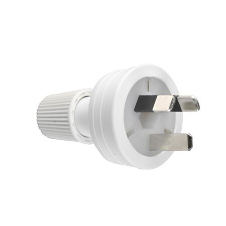 HPM 10A 3 Pin Plug Top with Cord Locking Nut White