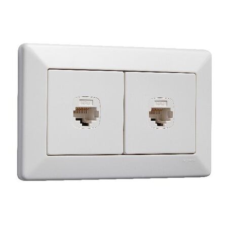 Como - Horizontal RJ45 socket A/V socket 2 gang RJ45 Cat6 white