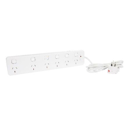 HPM General Purpose 175J 6 Outlet Surge Protected Switched Powerboard White