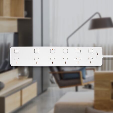 HPM General Purpose 175J 6 Outlet Surge Protected Switched Powerboard White